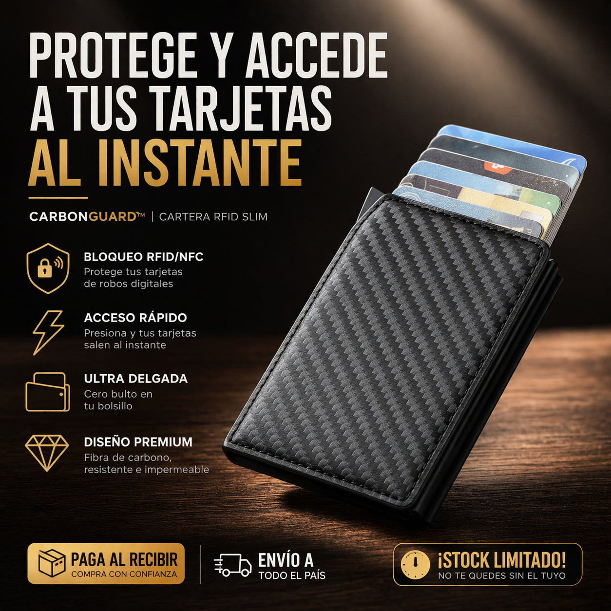 Cartera CarbonGuard™ - Protección RFID/NFC Avanzada