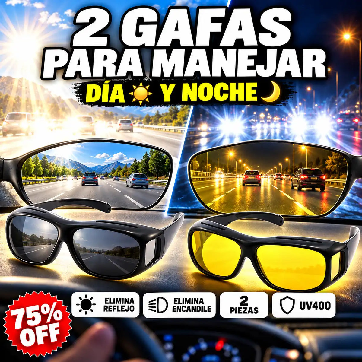 Paquete 2 Gafas para Manejar Día y Noche