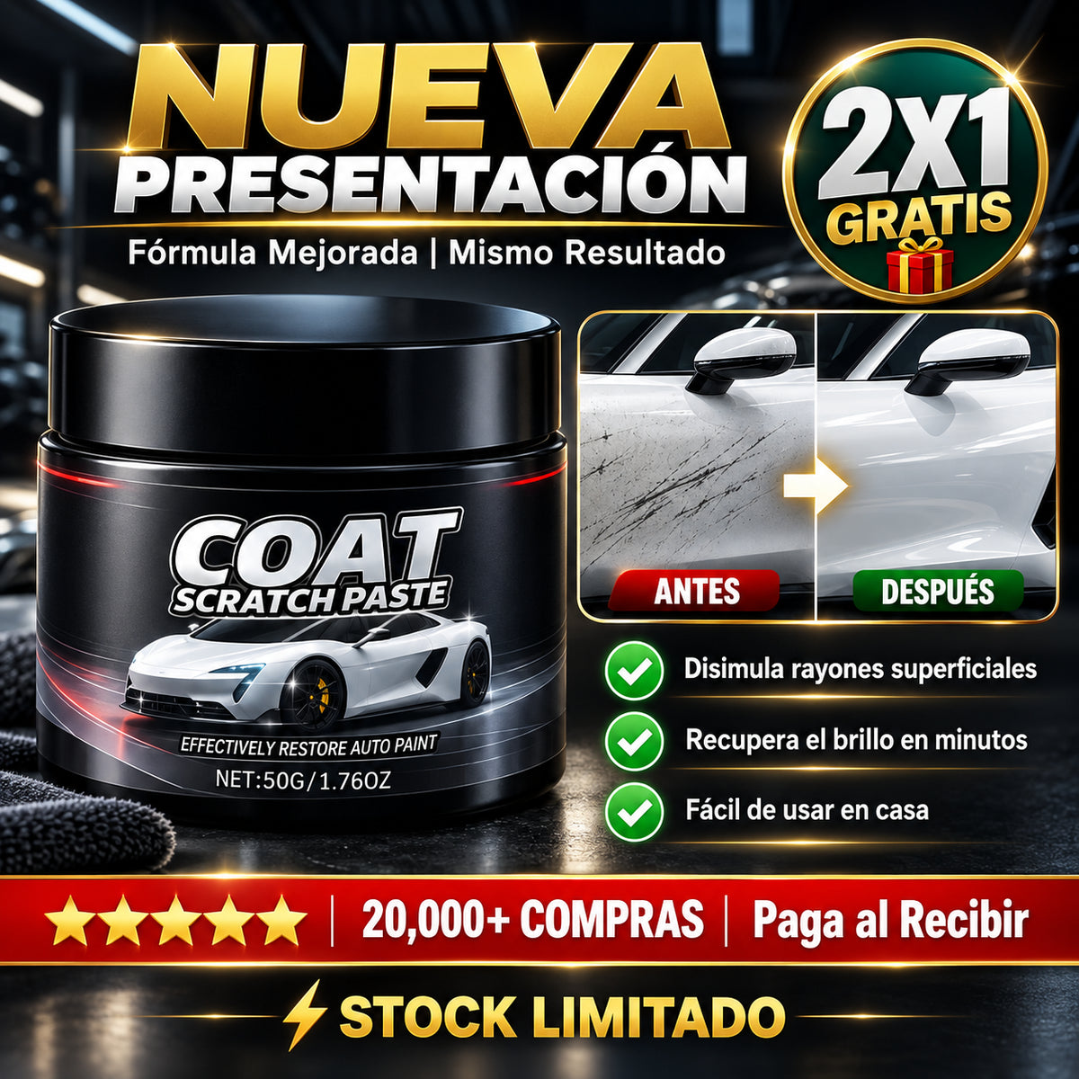 Coat Scratch™ - Elimina Rayones y Potencia el Brillo 2X1🎁