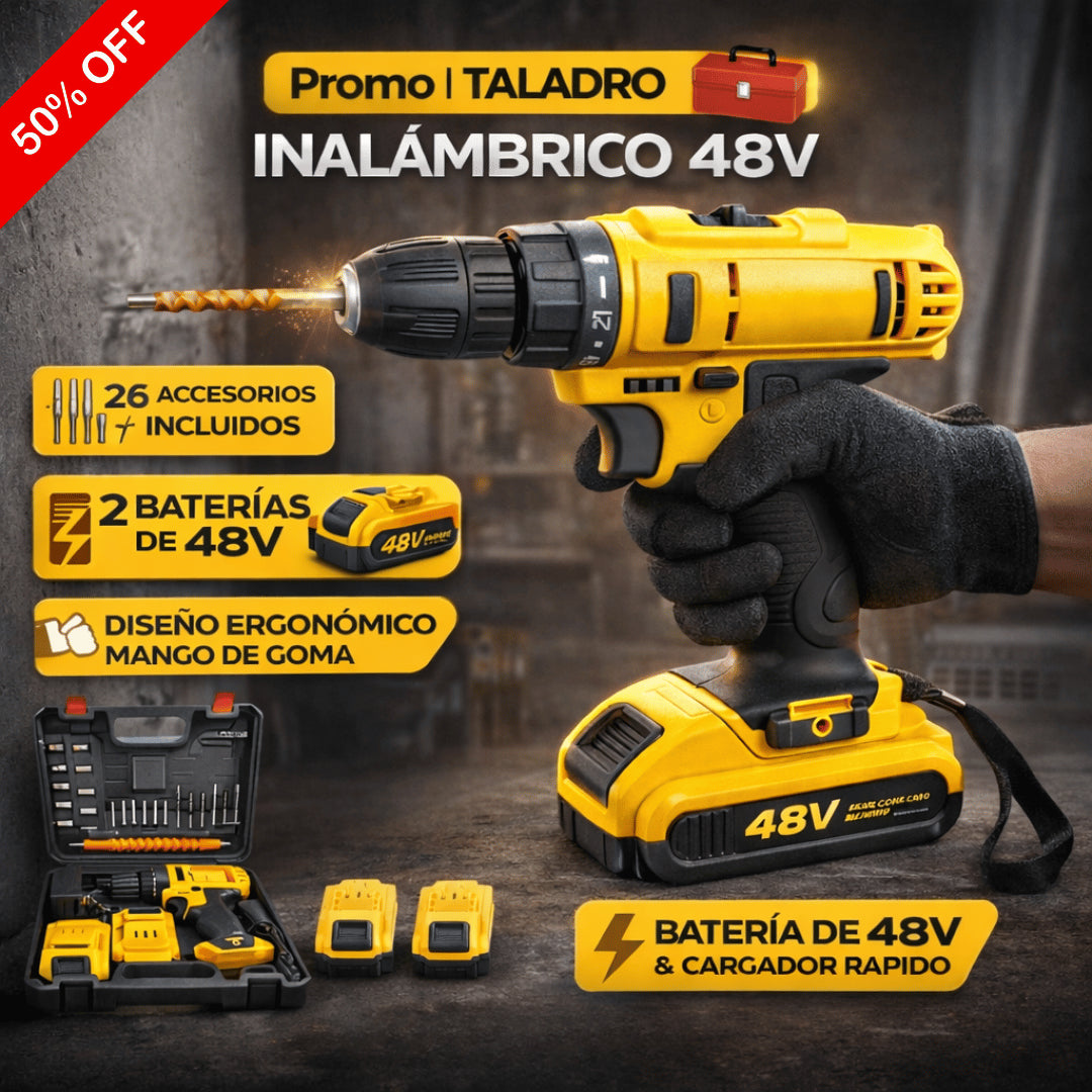 KIT TALADRO INALÁMBRICO + 26 ACCESORIOS + 2 BATERIAS REGALO 🎁